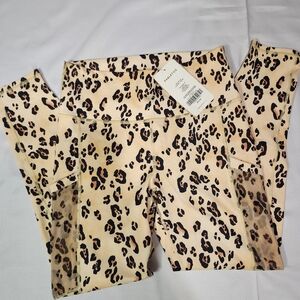 Fabletics Leopard Print Leggings in Beige, Black & Brown
